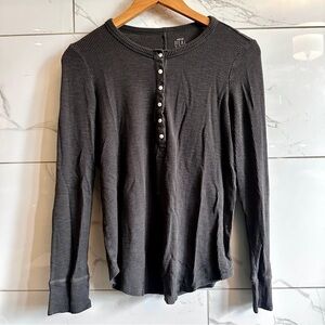 Aerie Real Soft Ribbed Henley Long Sleeve